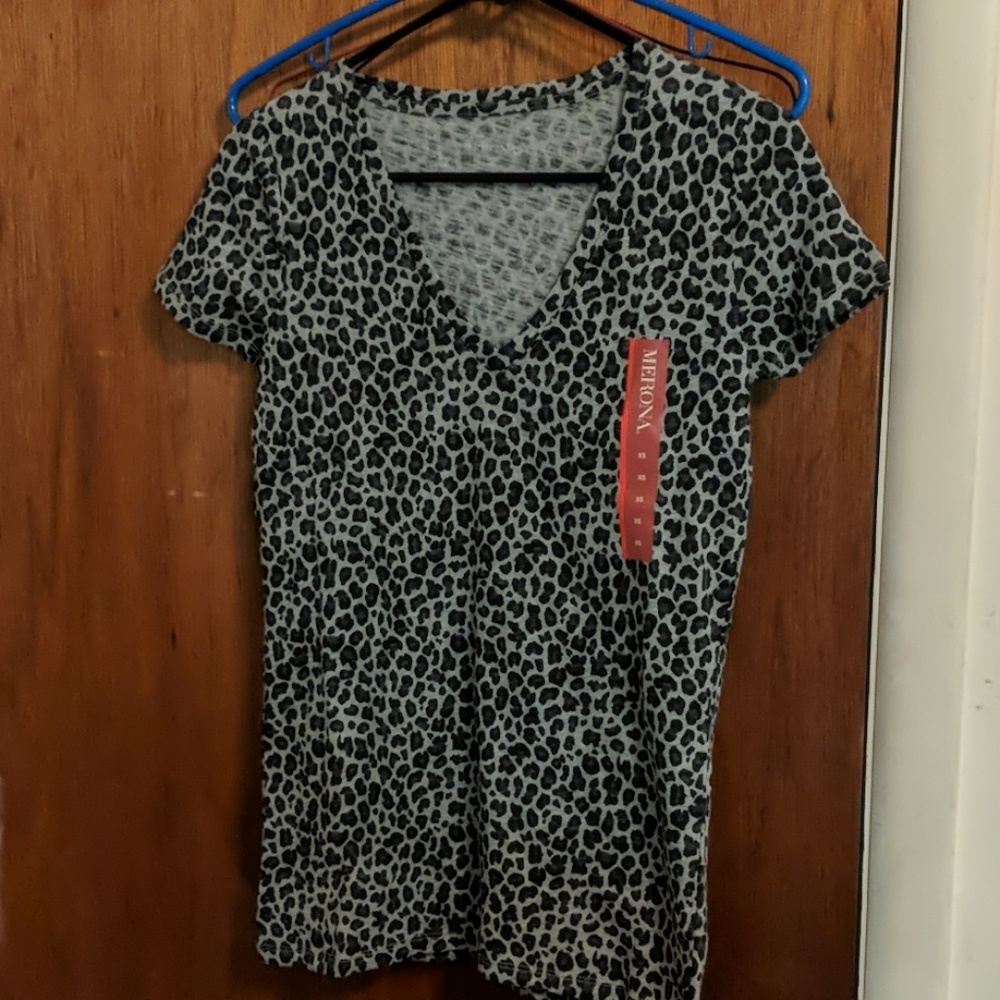 Merona black animal print tee